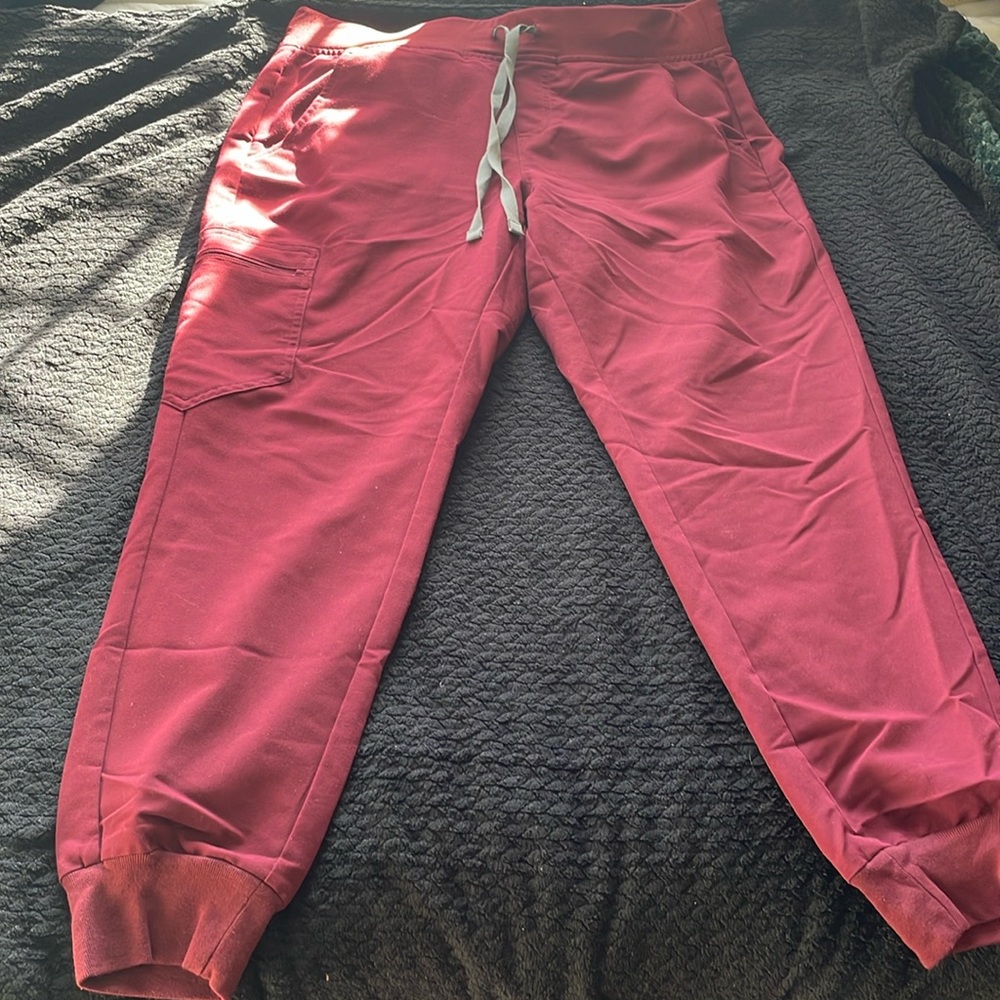 Figs burgandy scrub bottoms